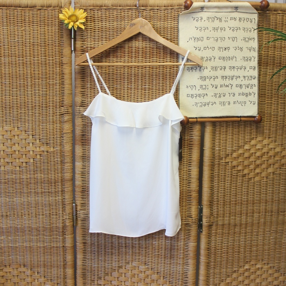 NWT DKNY Dressy Ruffle White Tank Sz S